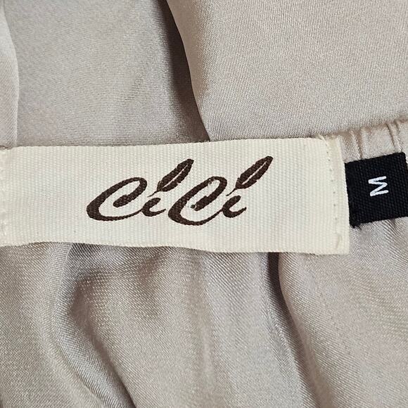 Cici Shiny Metallic Taupe Long Sleeve Blouse Size‎ Medium - Picture 4 of 6